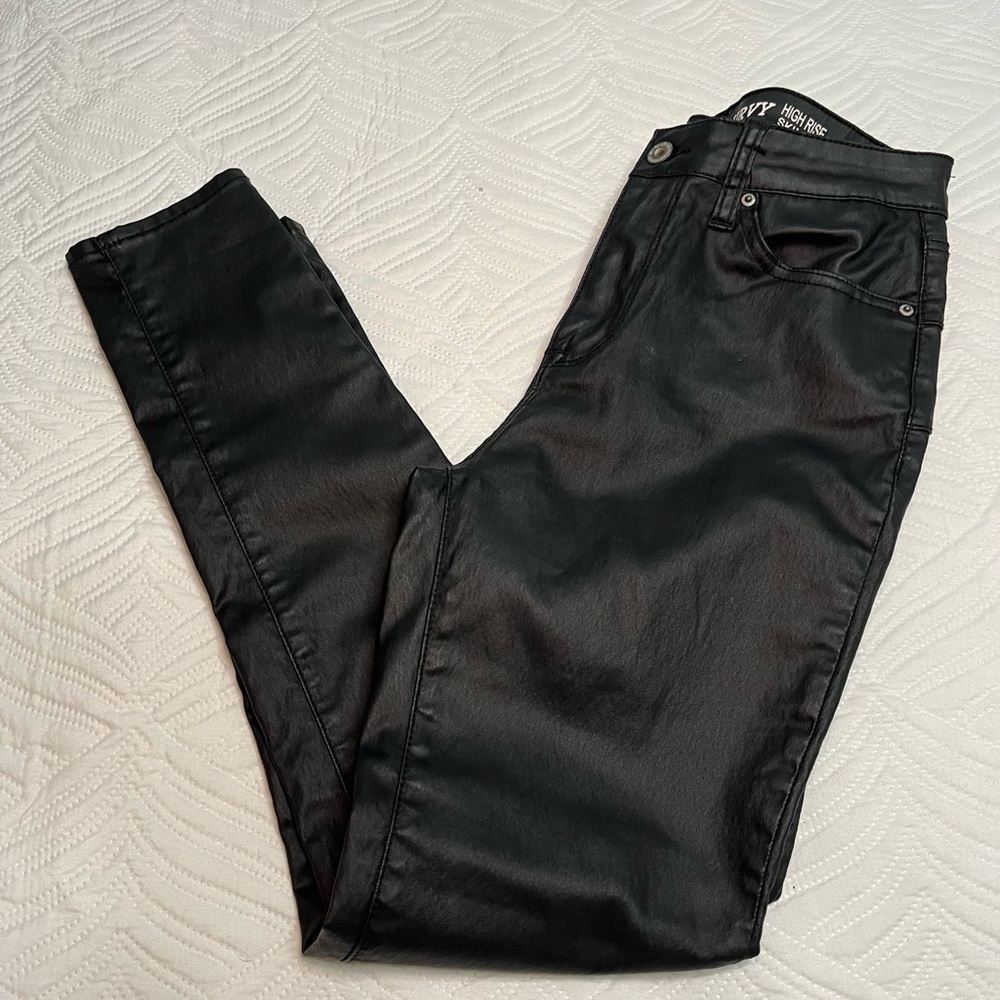 SONG women’s Black Faux Leather High Rise Curvy Skinny Pants. Size 9 (29)